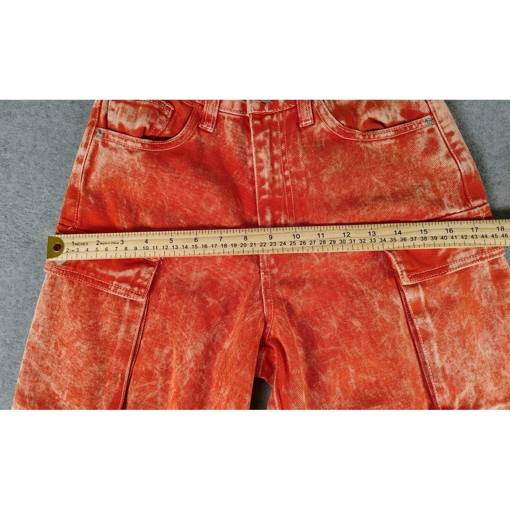 Fashion Nova Cargo Pants Orange Wide Leg Y2K 90s Womens Sz 0 Boho Hippie Grunge - Picture 9 of 13